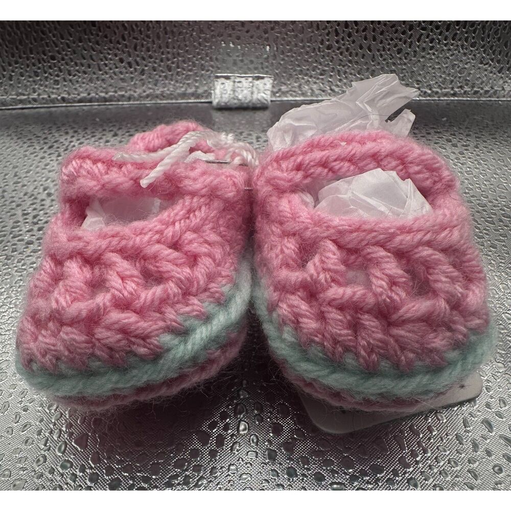 Hand Crocheted Pink Baby Booties Handmade Infant Slippers Newborn Shoes (0-3 mo)